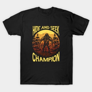 Retro Funny Big Foot Undefeated Hide & Seek Champion T-Shirt